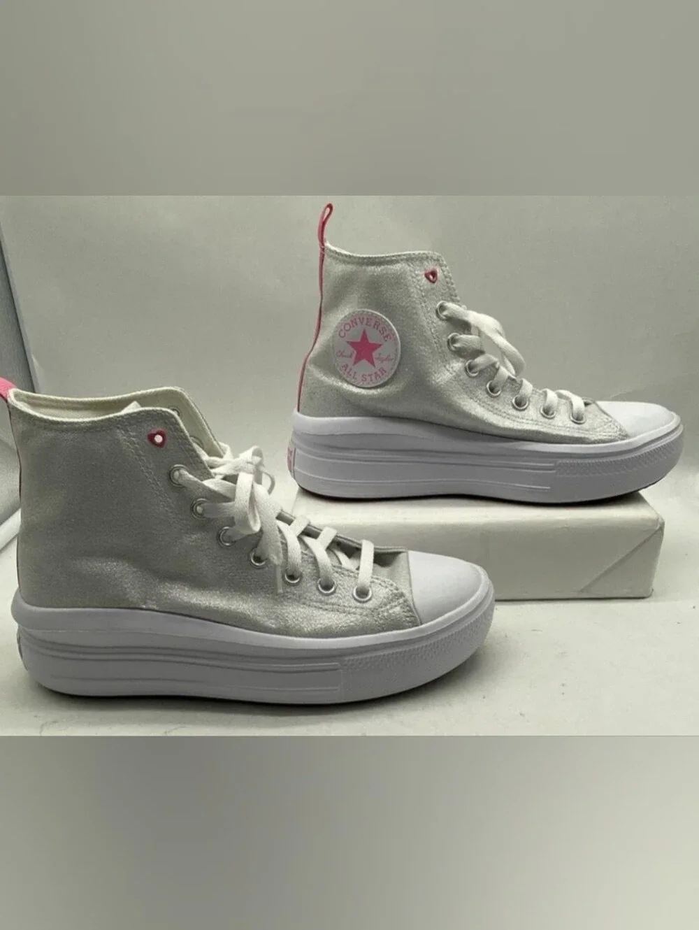 Converse All Star Move Sparkle Platform High Top Sneakers GS Size 7 Like New